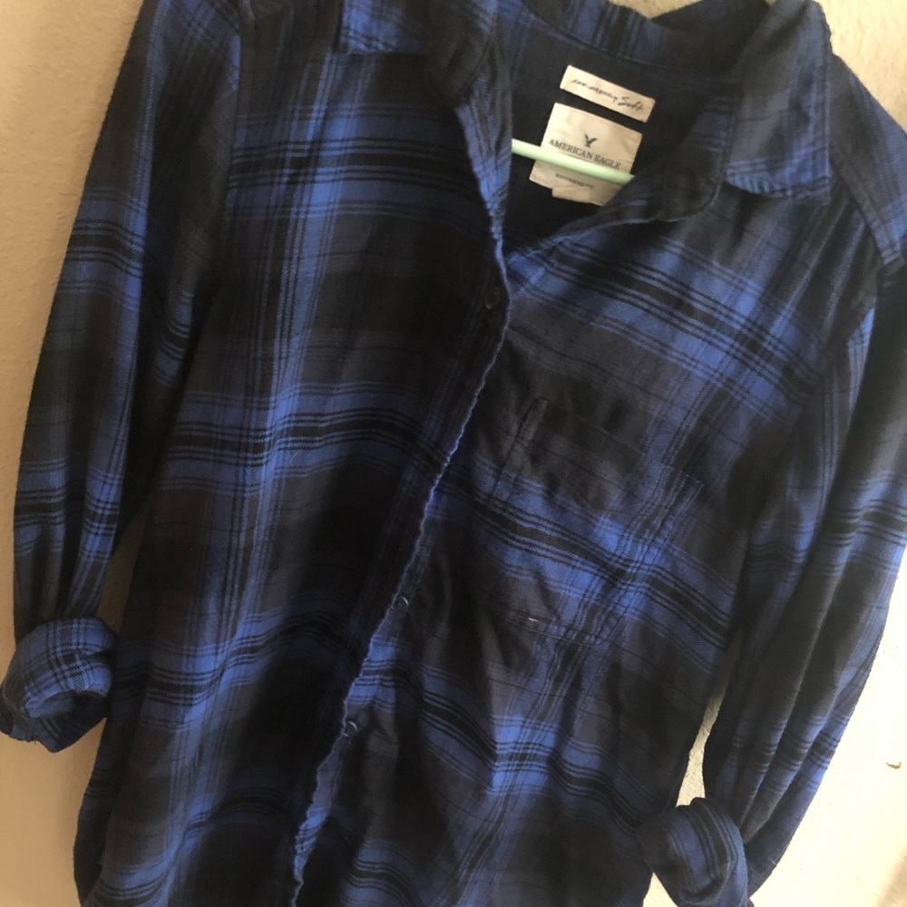 Blue Plaid Flannel Shirt